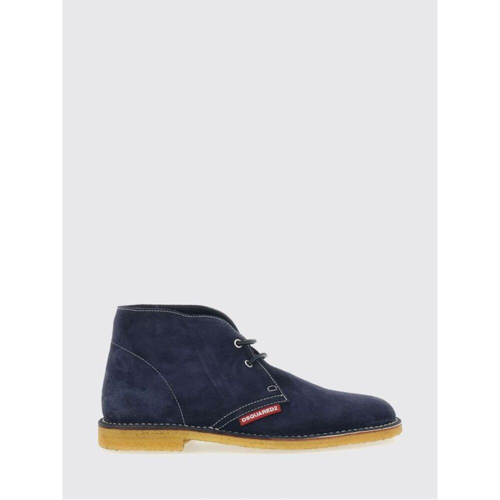 Suede Calfskin Dsquared2 Desert Boots With Round Toe And Rubber Sole